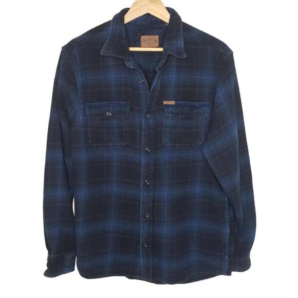 Orvis Men's Sz M Blue/Black Flannel Shacket Button Front Shirt Jacket(1709) - Picture 1 of 7
